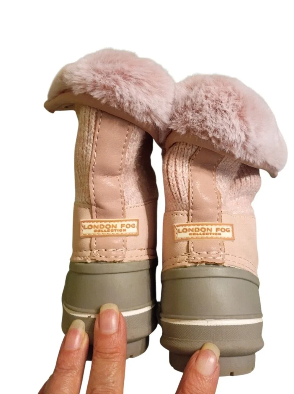 EUC London Fog Collection Kids Pink Faux Fur Winter Duck Snow Boots